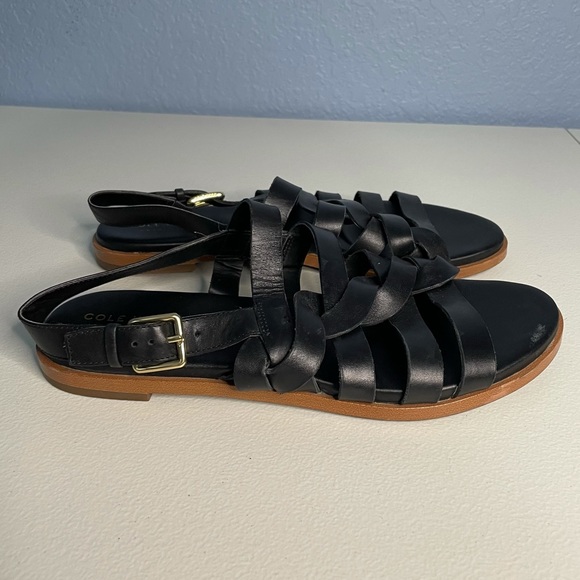 Cole Haan Black Fiona Grand 360 Leather Strappy Sandals - Picture 2 of 7
